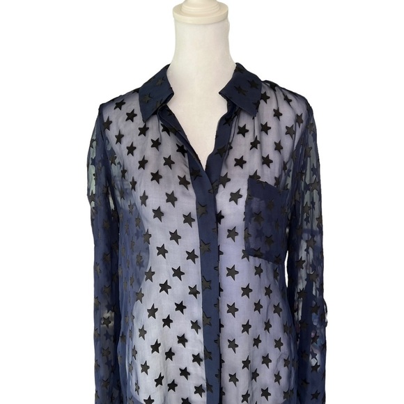 Diane von Furstenberg - Lorelei Star USA Embellished Sheer Blouse Sz 6 - Picture 5 of 8
